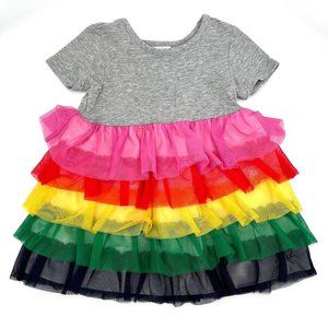 Hanna Andersson Gray and Rainbow Tiered Dress